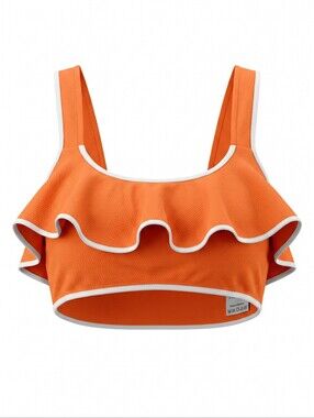 Freshwater Ruffle-Trim Orange Bikini Top